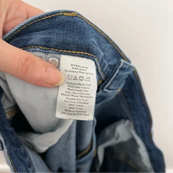 Everlane The Summer Wide Leg Jean In Dark Blue Wash 33 - Picture 8 of 9